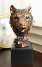 Ebros Rustic Woodlands Spirit Wolf Bust Electroplated Bronze Finish Statue Decor - £33.74 GBP