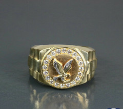 1.50 Ct Round Cut Diamond Men&#39;s Fashion Flying Eagle Ring 14K Yellow Gold Finish - £96.55 GBP