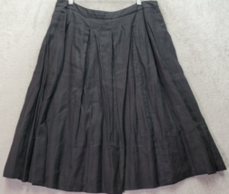 Talbots Flare Skirt Women&#39;s Size 10 Black Lined Pleated 100% Linen Back Zipper - £25.14 GBP