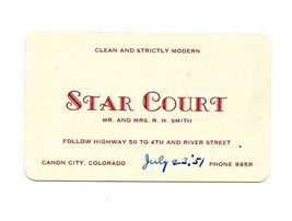 Star Court Business Card Highway 50 Canon City Colorado 1951 - $13.86