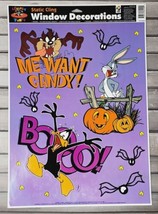 Looney Tunes Halloween Window Decor Bugs Bunny Taz Daffy VTG Me Want Candy Boo a - £4.02 GBP