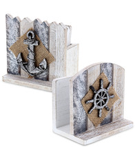 Handmade Silver Sea Nautical Wooden Napkin Holder And Coaster Set - £53.72 GBP