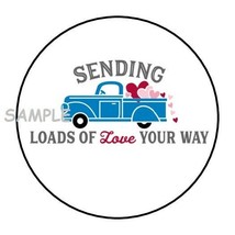 30 Sending Loads Of Love Your Way Envelope Seals Labels Stickers 1.5&quot; Truck - £5.97 GBP