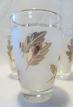 7 Vintage Libbey Gold Leaf Frosted Glasses Circa 1950&#39;s - £30.10 GBP