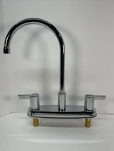 Dual Lever Bridge Kitchen Sink Deck Mixer Tap Turn 2 Hole - £35.55 GBP