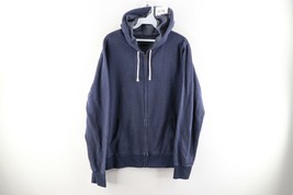 J Crew Authentic Fleece Mens Size Medium Blank Full Zip Hoodie Sweatshirt Navy - £39.62 GBP