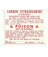 1 Vintage Pharmacy Label CARBON TETRACHLORIDE POISON  Poison w/ Skull an... - $604.18 MXN