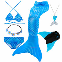 Kids Mermaid Tail Swimsuits with Flipper monofin for Swimming - £23.16 GBP