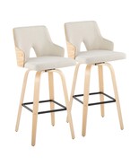 LumiSource Stella Barstools: Natural Wood &amp; Cream - $6,152.29 MXN