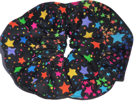 Rainbow Stars on Black Hair Scrunchie Scrunchies by Sherry Ponytail Set ... - $14.95