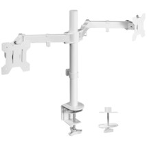 VIVO White Dual Monitor Desk Mount Adjustable Stand, Fits Screens up to 32&quot; - £73.53 GBP