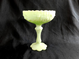 Fenton Cabbage Rose Green Milk Glass Compote # 23108 - £15.78 GBP