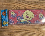 Vintage Looney Tunes Tweety Bird Pink Pencil Case The Tin Box Company NEW - $7.87