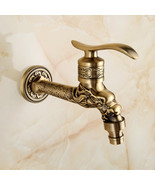 Dragon Carved Antique Brass Laundry Tub Faucet Cold Water Extened Mop Po... - $1,045.37 MXN