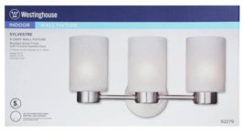 WALL SCONCE 3-LIGHTS, METAL/GLASS, BRUSHED NICKEL - WESTINGHOUSE 62279 S... - $35.63