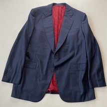 Mario Fabbrocino Hollywood 52L Blue Sharkskin Wool Mens Blazer Sport Coa... - $59.99