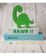 Dinosaur stacking blocks, childrens bedroom decor, Rawr means I love you in dino - $24.40