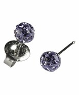 Ear Piercing Earrings 4.5mm Fireball Lavender Purple Crystal Ball Silver... - $237.78 MXN