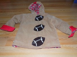 Size 4T Coco Bon Bons Brown Corduroy Jacket Quilted Lining Coat Football Field  - £31.69 GBP