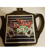 Vintage Las Vegas Trivet Cast Iron Tea Pot Shaped Tile Souvenir 1989 - £8.98 GBP