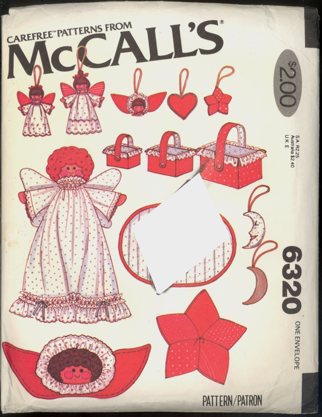 Uncut 1970s Christmas Decorations Super Pack McCalls 6320 Pattern Angel Basket - $6.99