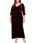 Alex Evenings Women&#39;s Long Velvet Dress Wine Red Dress Party Wedding Siz... - $79.19