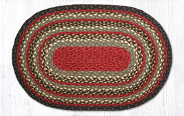 Earth Rugs C-338 Burgundy Olive Charcoal Oval Braided Rug 20&quot; x 30&quot; - £31.37 GBP