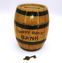 Vintage Happy Days Barrel Bank Tin J Chein co. with replacement key - £14.83 GBP