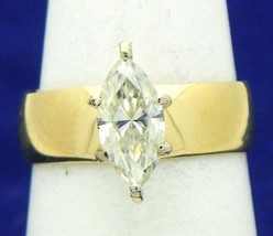 Moissanite Solitaire Ring REAL Solid 10 K Yellow Gold 3.7 g Size 6.75 - £587.52 GBP