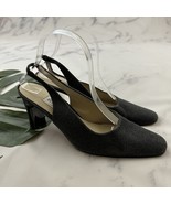 Etienne Aigner Womens Vintage Y2k Sling Back Heels Size 10 Gray Fabric C... - $42.56