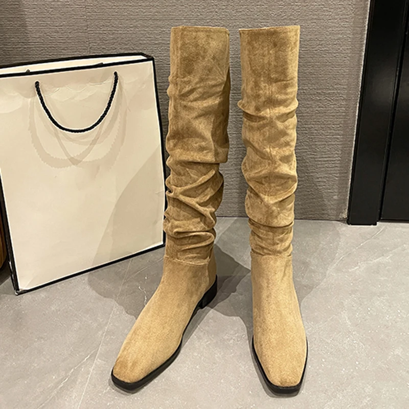  faux suede western boots thigh high boots women knee high boots ladies flock long boot thumb200