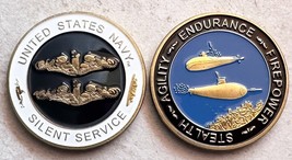 Silent Service Challange Coin Submarine Base Usn Pin Up Us Navy Sub Veteran Wow - £92.05 GBP