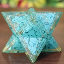 Big Genuine Turquoise Orgone Merkaba Star Quartz Chakra Crystal Healing Pendant - $64.30