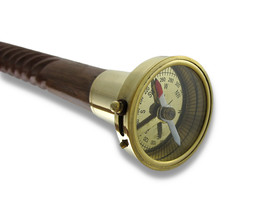 Zeckos Spiral Shaft Wooden Walking Stick with Brass Compass Handle 34 inch - £29.17 GBP