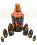 Vintage Robin Hood Russian Wood Nesting Doll Munik 7 Piece Set 6&quot; - $31.34