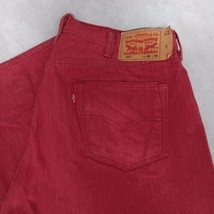 Levi&#39;s 501 Red Jeans 38x32 Straight Leg Button Fly - £23.66 GBP