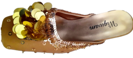 Women&#39;s Ladies Rusty Gold Flakes Bow  Sequins Slip-on Slippers Pumps - £12.77 GBP