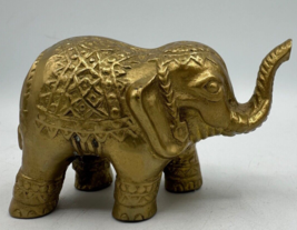 Vtg Brass Elephant Figurine 90&#39;s Trunk Up Good Luck Small PG Decor - £9.95 GBP