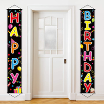 Colorful Happy Birthday Porch Sign Door Banner Yard Celebration Flag NEW - £12.91 GBP