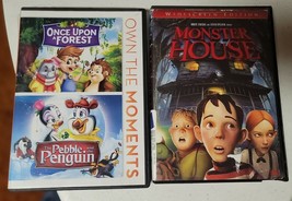 LOT OF 3 DVDs Monster House, Once Upon a Forest / The Pebble &amp; the Penguin - £4.76 GBP