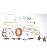 Jewelry lot Estate Pearls, Cameo, Rings, Earrings, Necklas &amp; Bracelet Fr... - £21.93 GBP