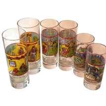 Vintage Cocktail Glass Vincent Van Gogh Spirits Art Painted Glass 6 Glasses - $63.58