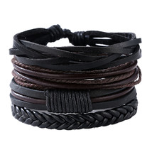 Hot Retro Woven Bracelet Multilevel Cowhide Handmade For Men Leather Bracelet &amp;  - £11.18 GBP