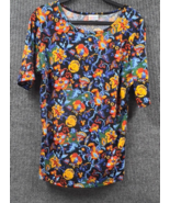 LuLaRoe Simply Comfortable Womens 2XL Blue Floral Pullover Top Blouse St... - £15.92 GBP