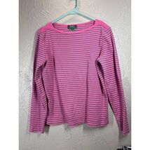 Lauren Ralph Lauren Top Women&#39;s Pink Striped Preppy Long Sleeve Size Large - $19.95