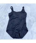 Lands End Scoop Neck Tugless One Piece Swimsuit Black Padded Soft Bra Wo... - $44.54