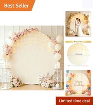 Machine Washable 7.2FT Round Backdrop Cover with LED Lights for Celebrat... - $47.47