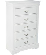 Solid White Finish 5 Drawer Dresser Wooden Chest Drawers Cabinet Clothes... - £513.33 GBP