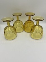 Bartlett Collins Amber Gold Glasses Thumbprint Goblets Set of 4 Vintage EUC - £18.43 GBP