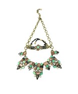 Bella Jack Goldtone Statement Necklace/Bracelet Faux Gems Peach Green Gray  - $33.08